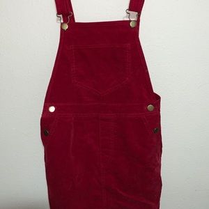 Red velvet overalls